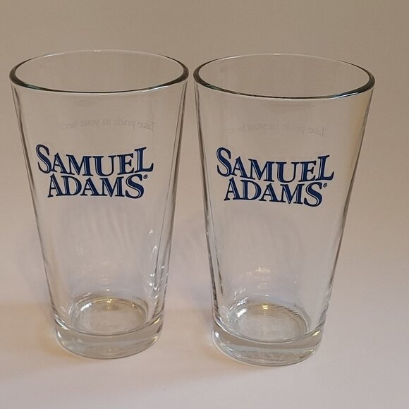 SAMUEL ADAMS BEER Pint Glass Sam Adams Quality Drinking Glass THICK BNWOT PAIR - Picture 1 of 5